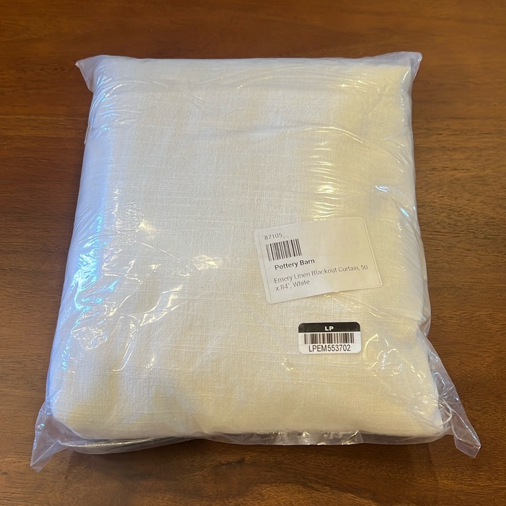 Pottery Barn Emery Blackout Linen Curtain - White 50”x84”